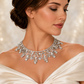 Vintage Juliana Clear Rhinestone Emerald Cut Collar Necklace IIJJ#9135