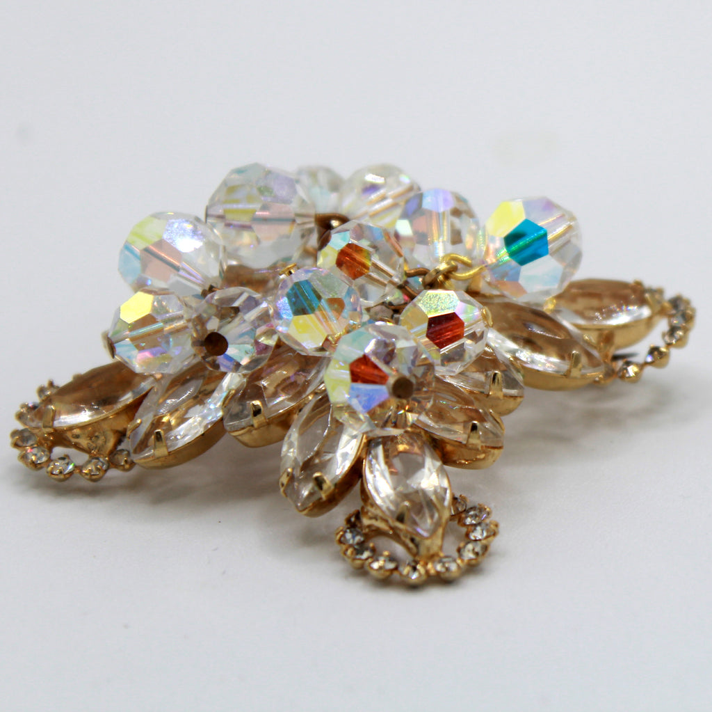 Vintage Juliana Cha Cha Clear Rhinestone Crystal Bead Halo Maltese Cross Brooch IIJJ8541