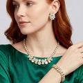 Vintage EISENBERG ICE Clear Rhinestone Leaf Necklace Bracelet Earrings Set