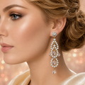Vintage Juliana Cha Cha Clear Rhinestone Crystal Bead Shoulder Duster Earrings IIJJ#7061