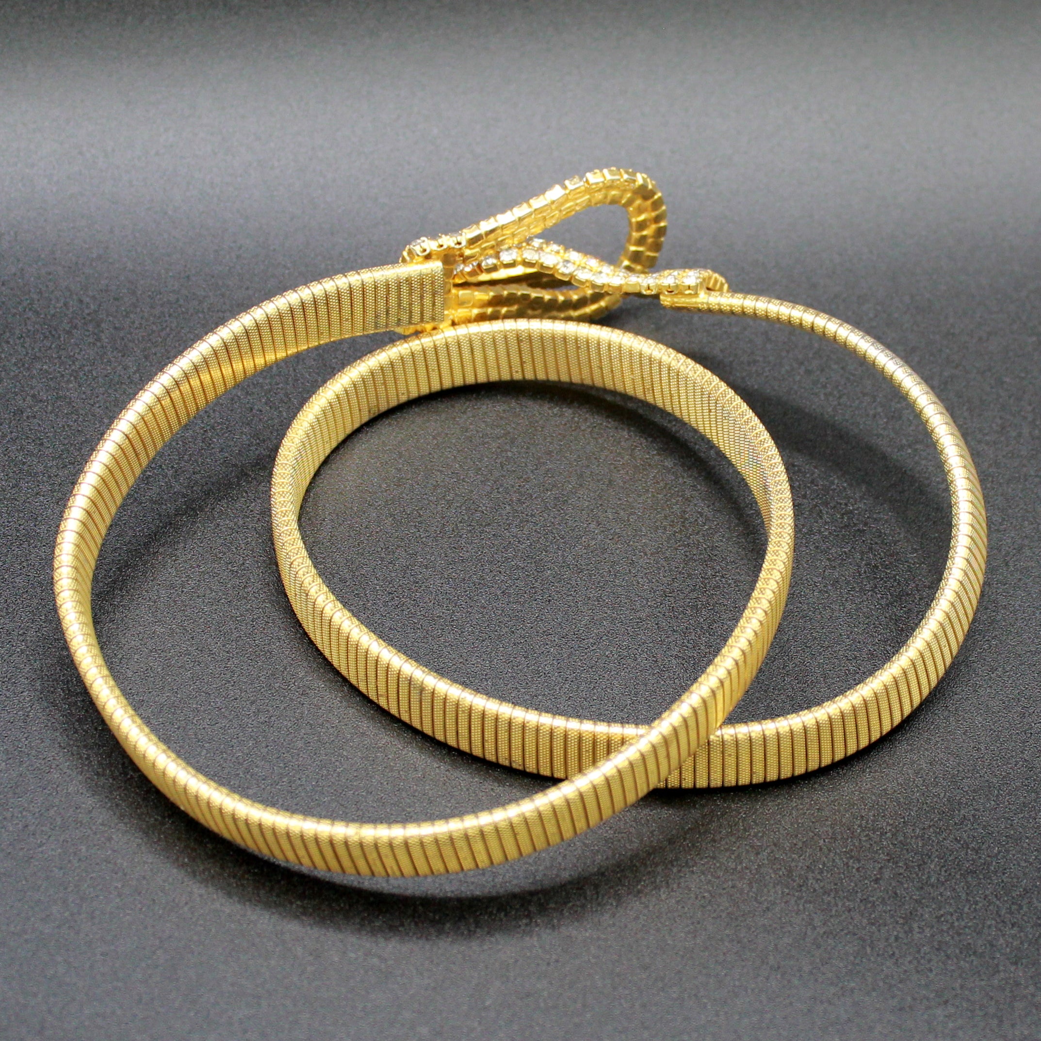 Vintage Juliana Clear Rhinestone Cobra Stretch Belt 1979 IIJJ#9395