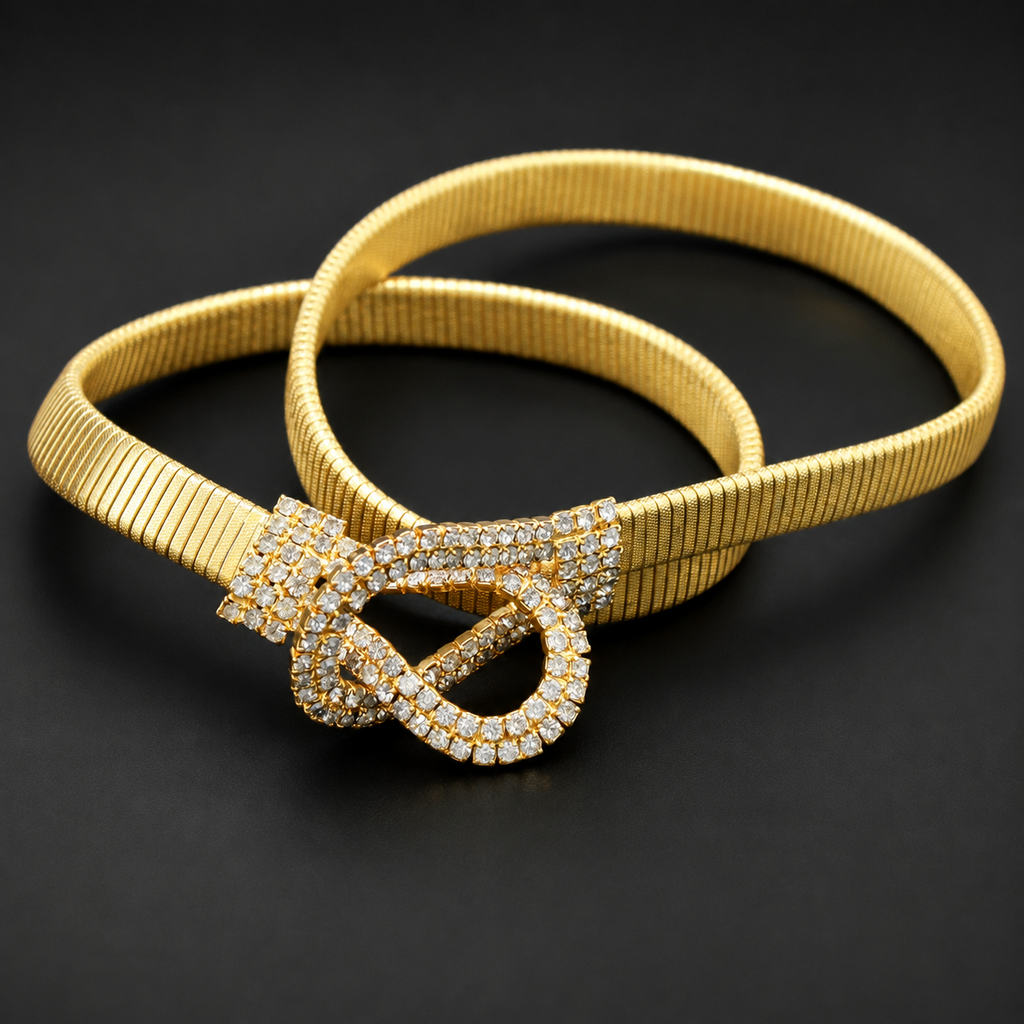 Vintage Juliana Clear Rhinestone Cobra Stretch Belt 1979 IIJJ#9395