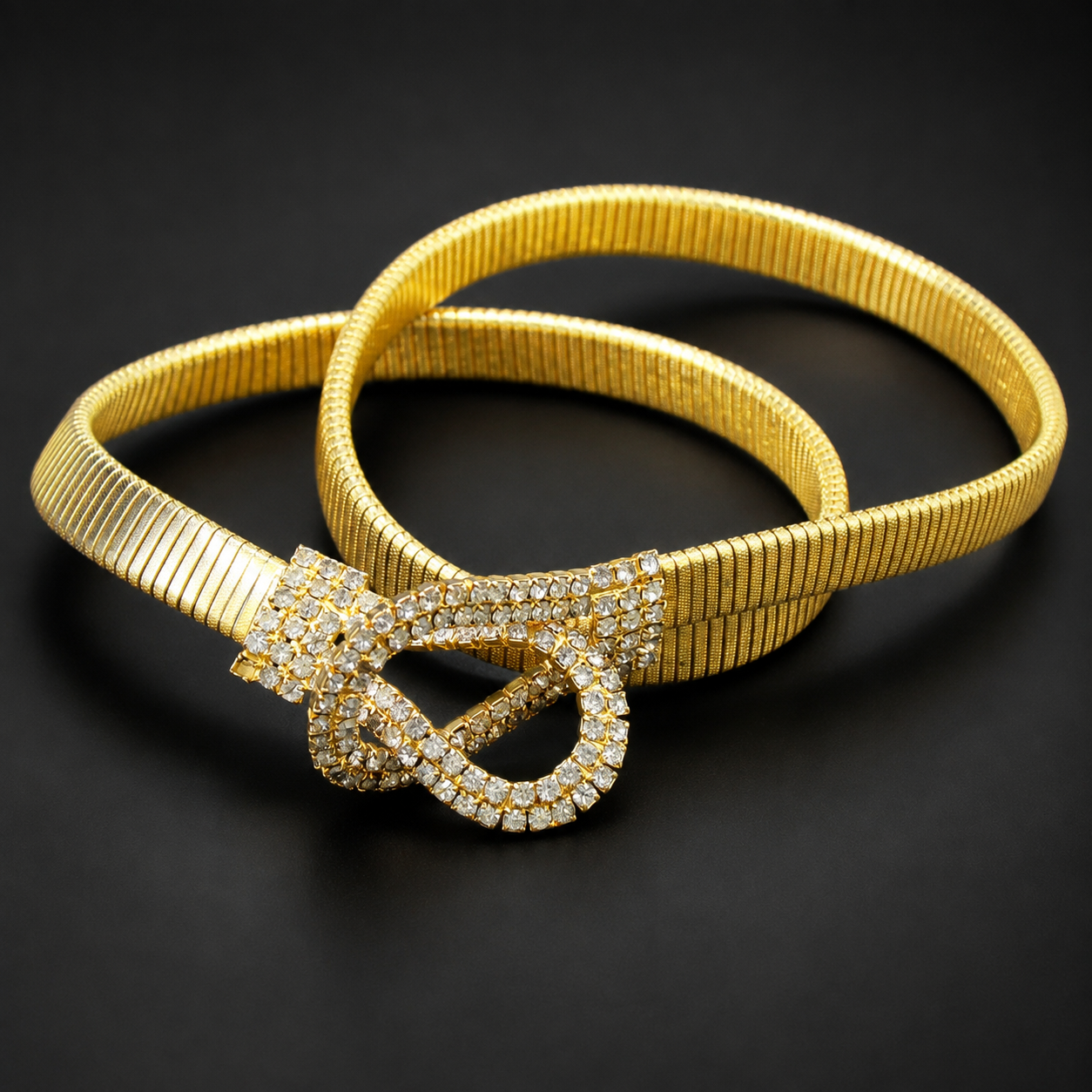 Vintage Juliana Clear Rhinestone Cobra Stretch Belt 1979 IIJJ#9395