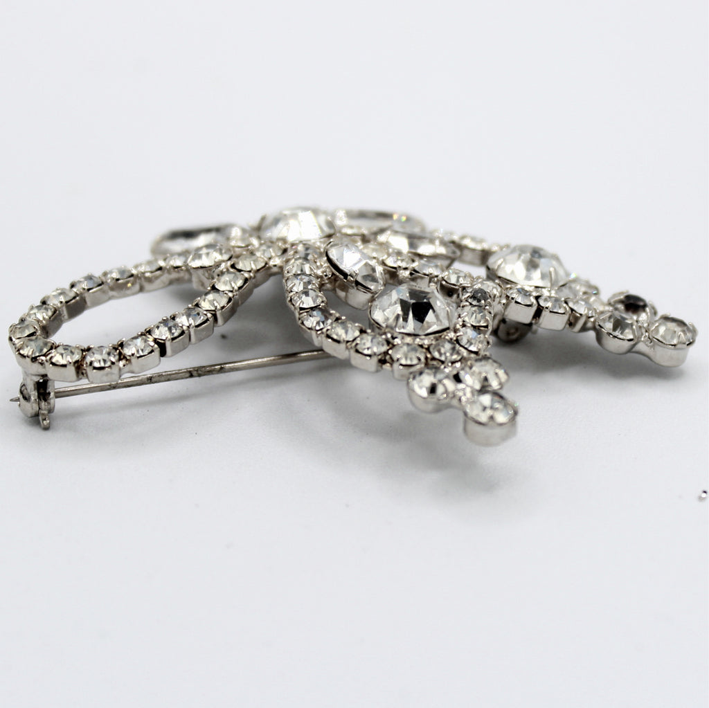 Vintage Juliana Clear Rhinestone Swirling Abstract Flower Brooch IIJJ#9108