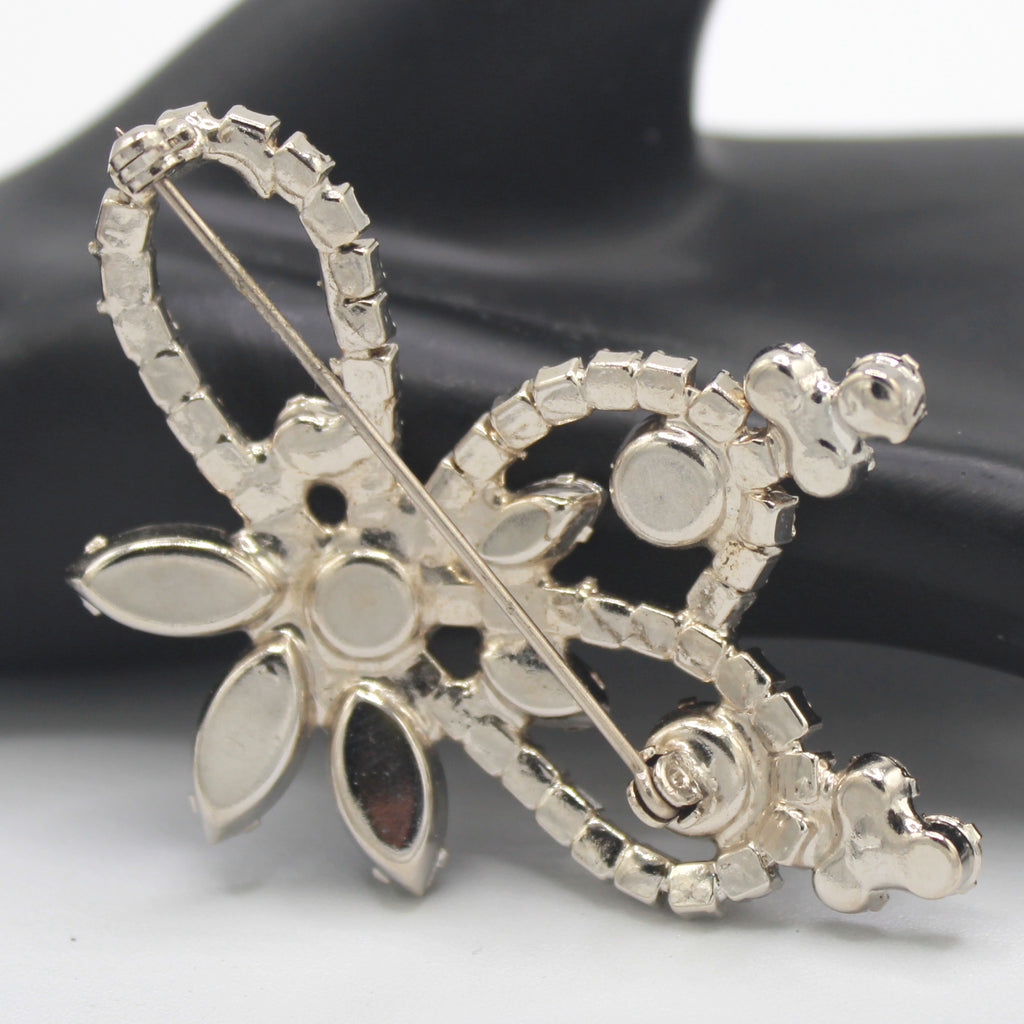 Vintage Juliana Clear Rhinestone Swirling Abstract Flower Brooch IIJJ#9108