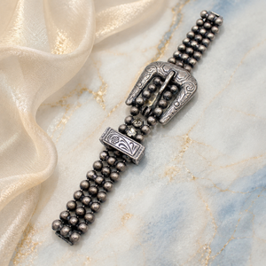 Vintage Juliana Western Buckle Ball Chain Clear Rhinestone Bracelet IIJJ#8725
