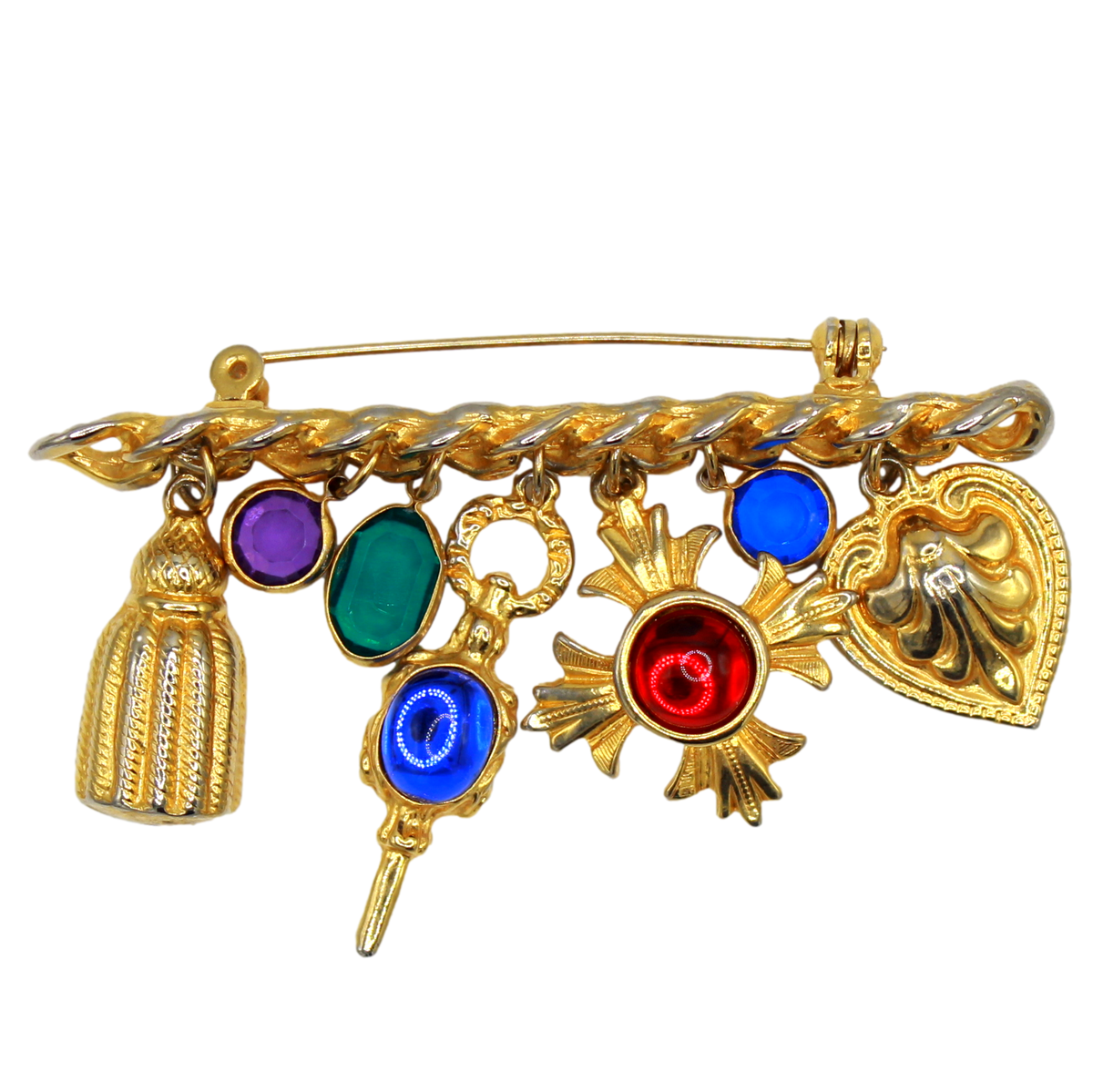Vintage Juliana Rhinestone Crystal Charm Bar Pin Brooch Book Piece IIJJ#143