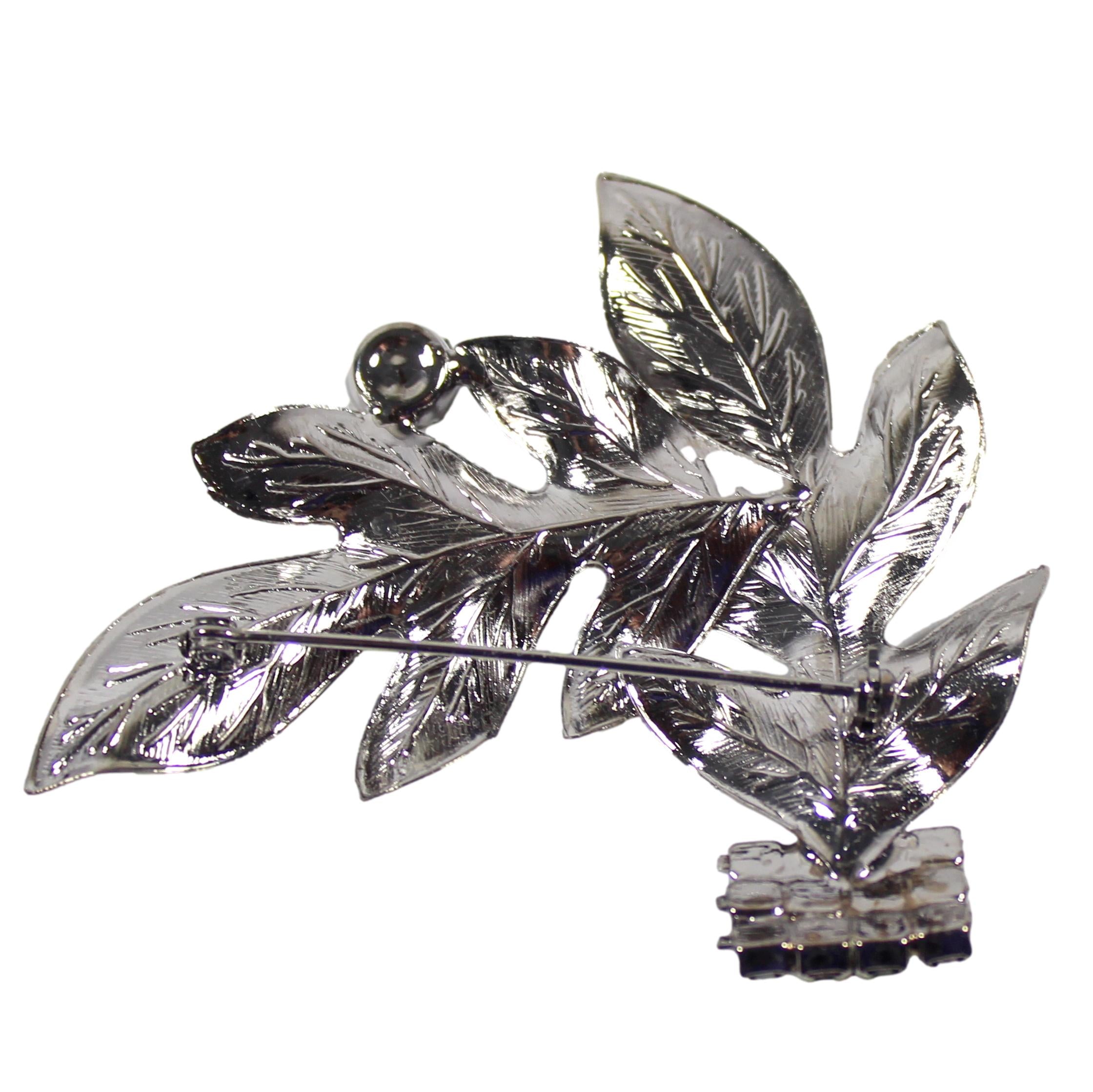 Vintage JULIANA Colorful NOS Rhinestone Metal Figural Leaf Brooch IIJJ#8863