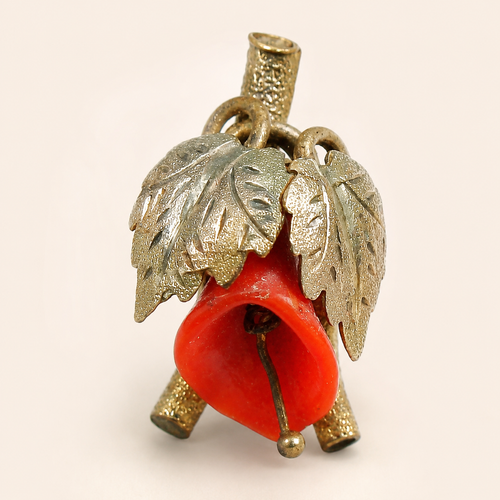 Victorian Gold Carved Red Coral CALLA LILY Flower Earrings 12Kt &  1/20 12KGF