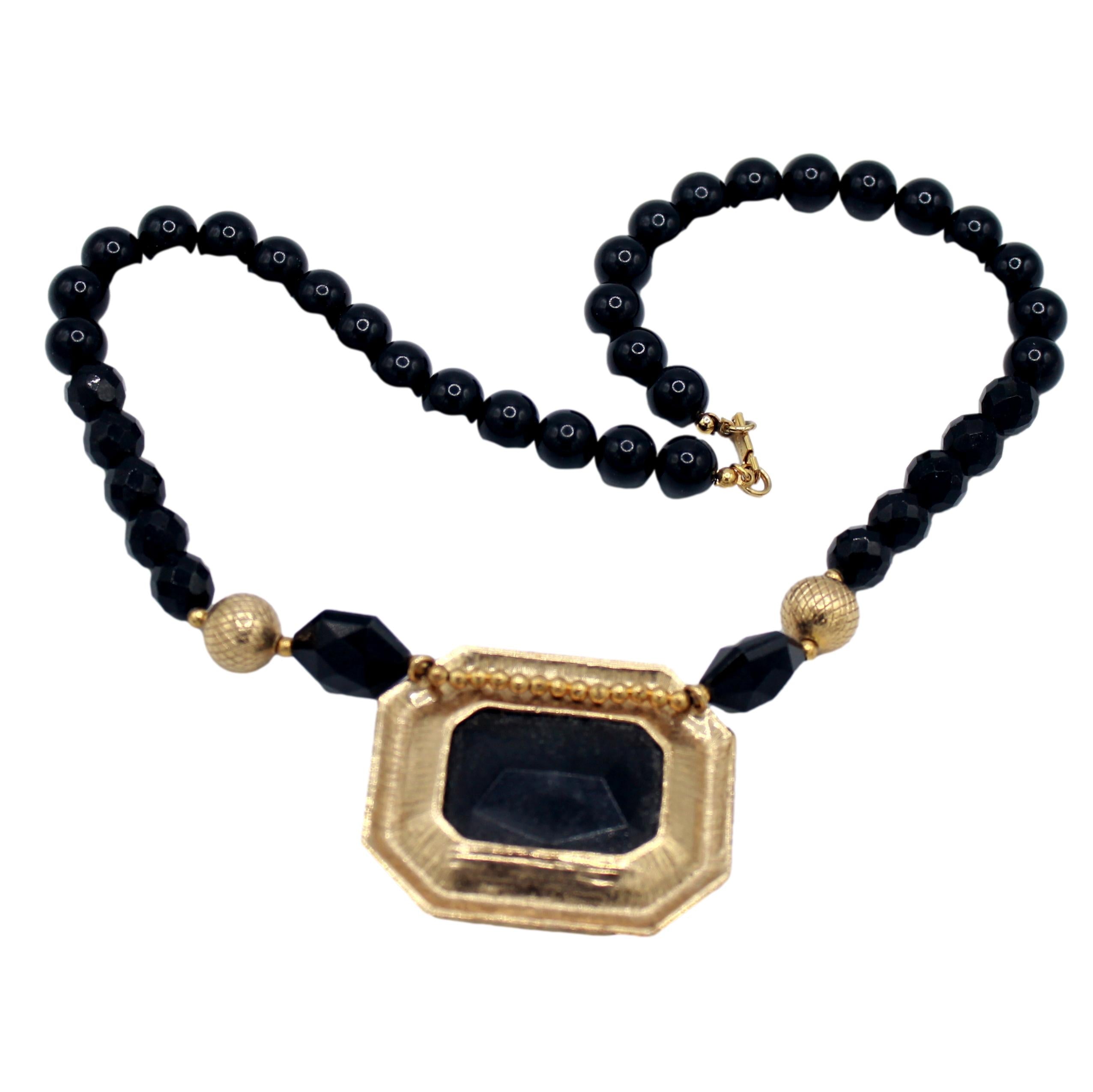 Vintage Juliana for Dauplaise Black Lucite Statement Necklace IIJJ#9201