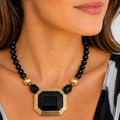 Vintage Juliana for Dauplaise Black Lucite Statement Necklace IIJJ#9201