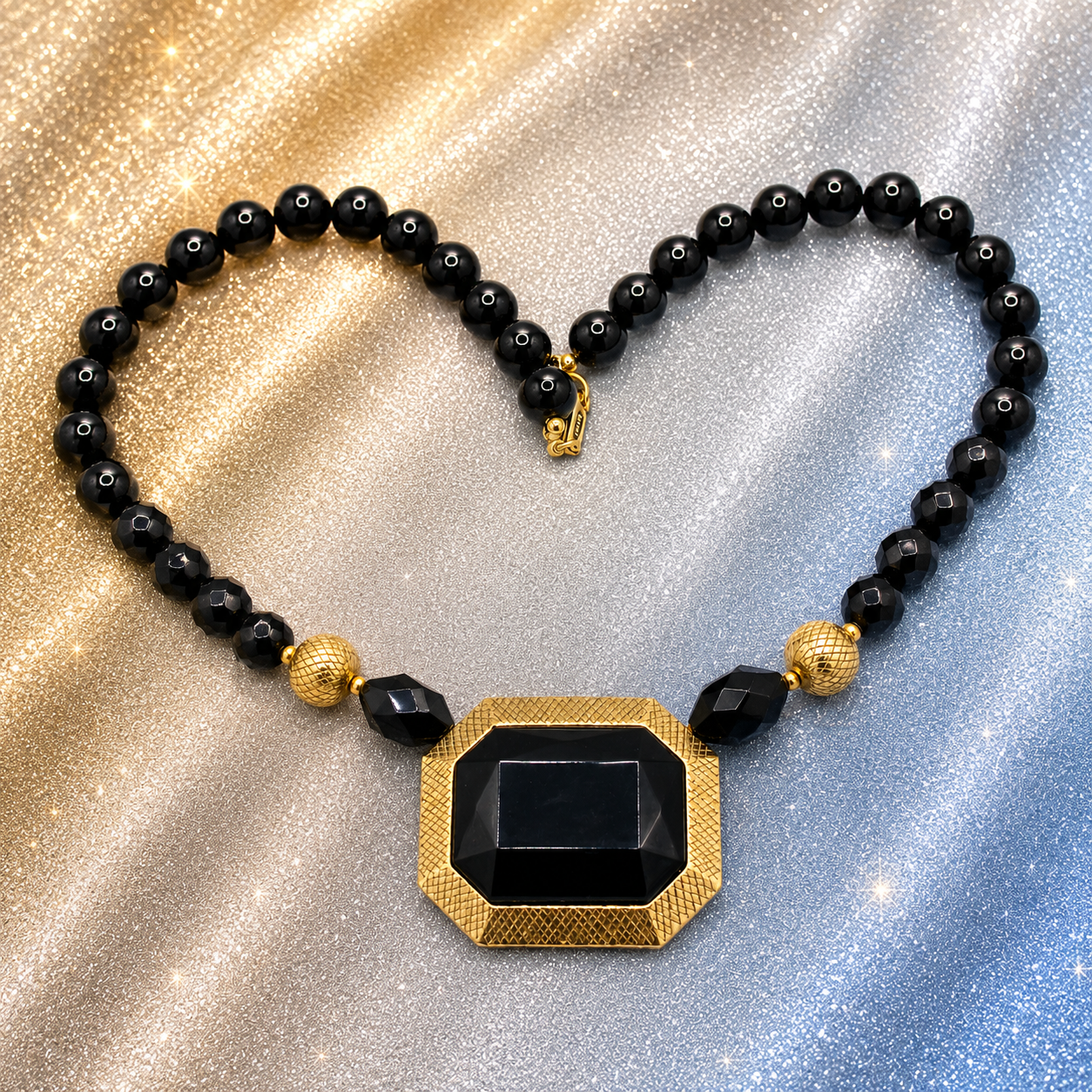 Vintage Juliana for Dauplaise Black Lucite Statement Necklace IIJJ#9201