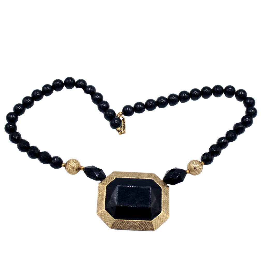 Vintage Juliana for Dauplaise Black Lucite Statement Necklace IIJJ#9201