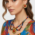 Vintage Juliana for Carol Dauplaise Real Carnelian & Stone Necklace Earrings IIJJ#9149