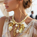 Vintage Juliana for Carol Dauplaise Real Shell Charm Necklace Book Piece IIJJ#3332