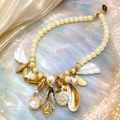 Vintage Juliana for Carol Dauplaise Real Shell Charm Necklace Book Piece IIJJ#3332