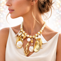Vintage Juliana for Carol Dauplaise Real Shell Charm Necklace Book Piece IIJJ#3332