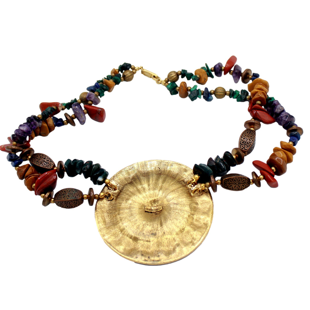 Vintage Juliana for Dauplaise Real Stone Medallion Statement Necklace IIJJ #9205