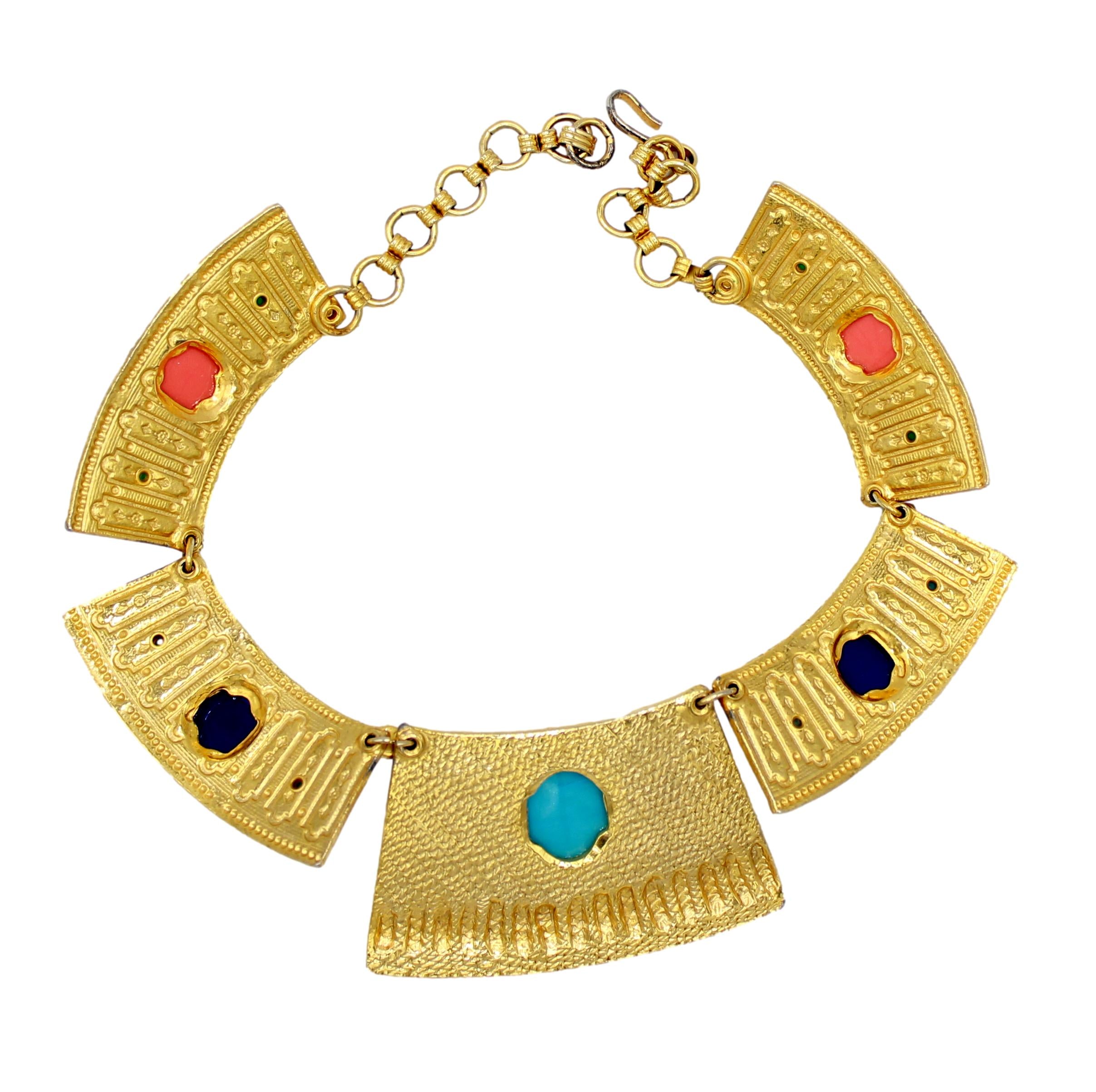 Vintage Juliana Egyptian Revival Lucite High Domed Cabochon Necklace Book Cover IIJJ#2775