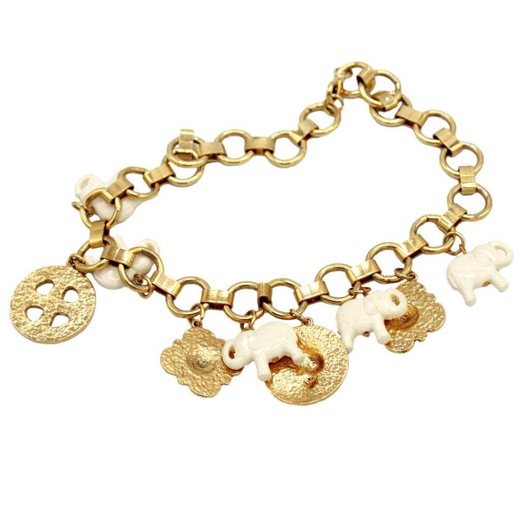 Vintage Juliana Lion & Elephant Figural Charm Necklace IIJJ#9044