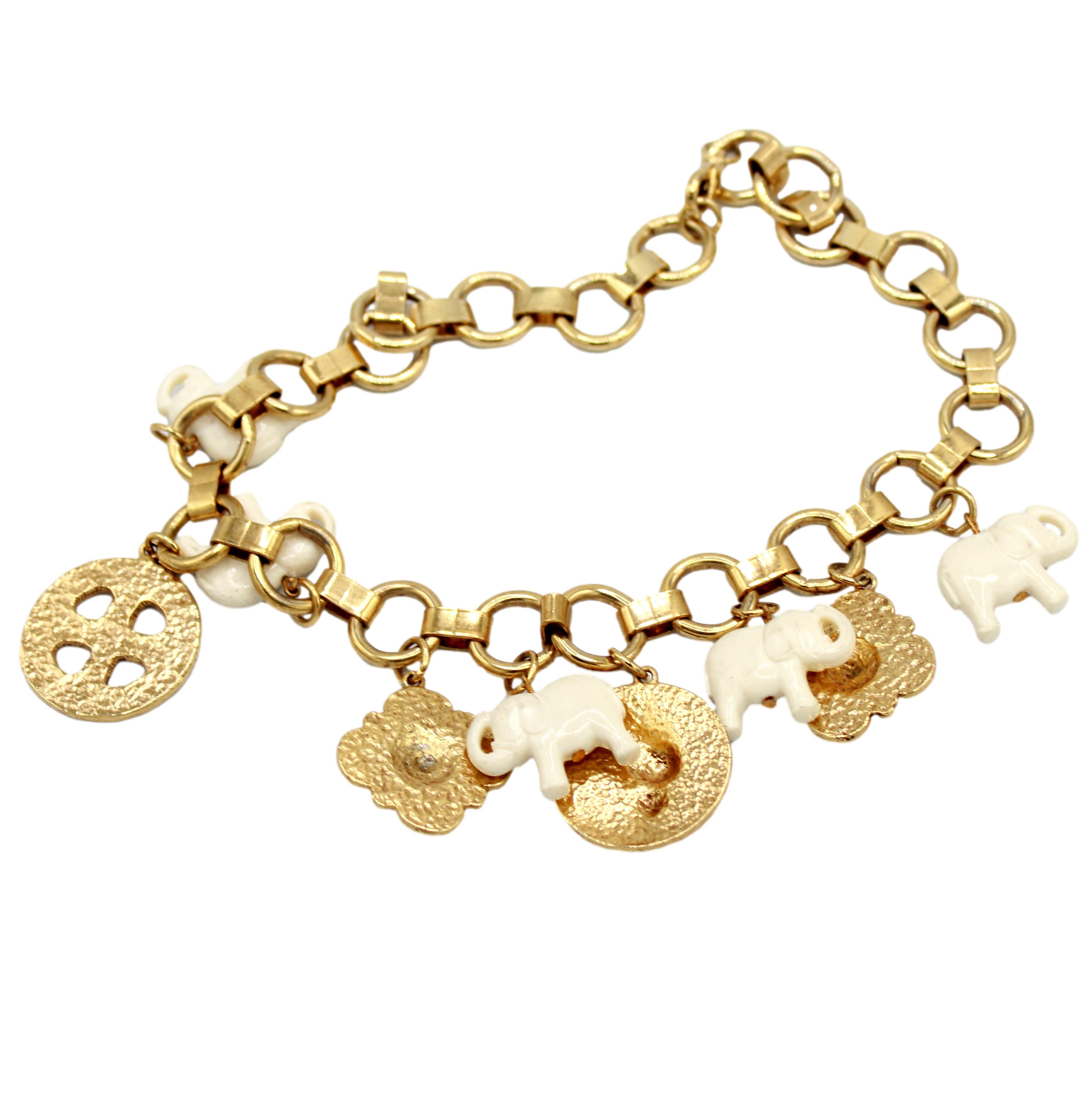 Vintage Juliana Lion & Elephant Figural Charm Necklace IIJJ#9044