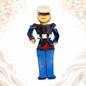 Vintage Articulated Plastic Soldier Figural Brooch