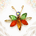 Vintage Juliana Glitter Bug Figural Rhinestone Brooch Orange Green AB IIJJ#7170
