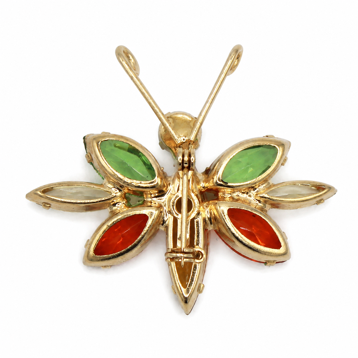 Vintage Juliana Glitter Bug Figural Rhinestone Brooch Orange Green AB IIJJ#7170