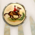 Vintage Juliana Fox Hunting Transfer Painted Cabochon Scarf Clip IIJJ #1985