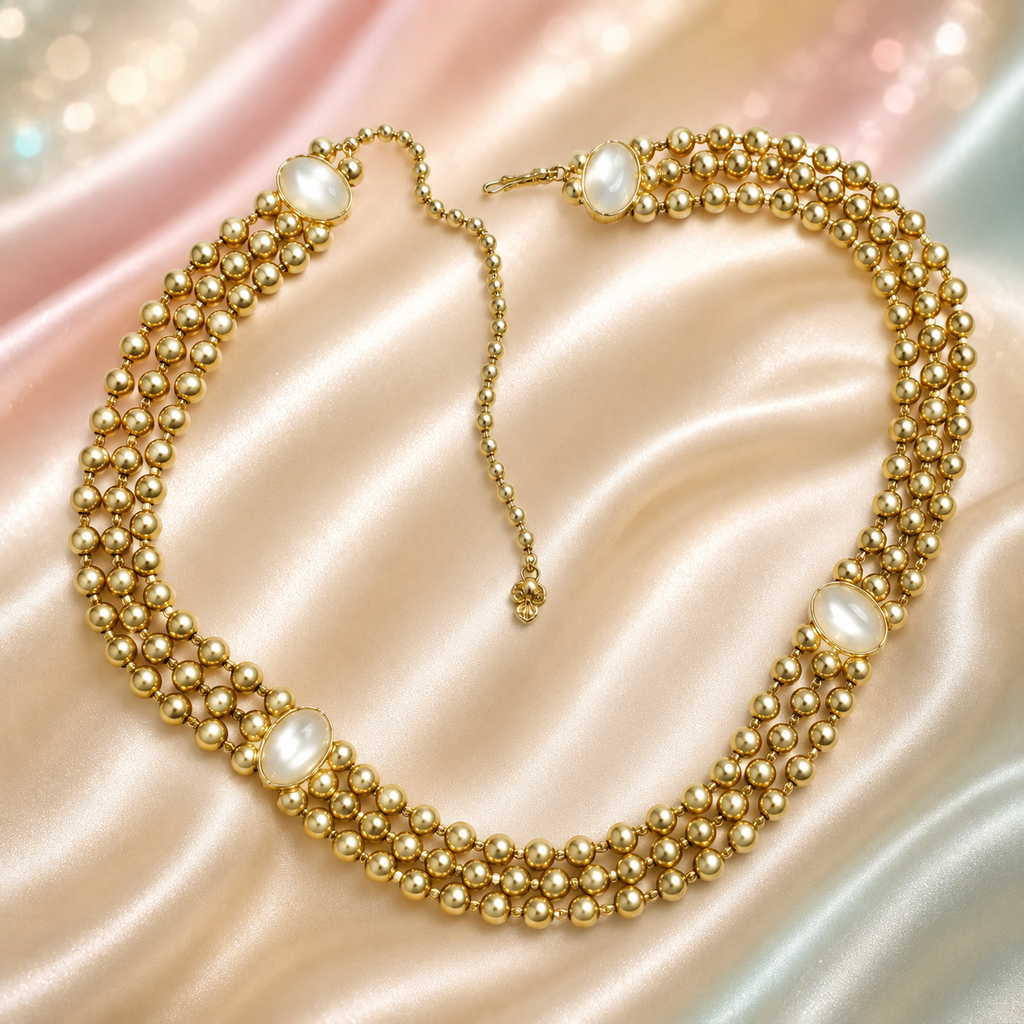 Vintage Juliana Huge Triple Ball Chain Belt Frosted White Rhinestones 38 Inch IIJJ#9309