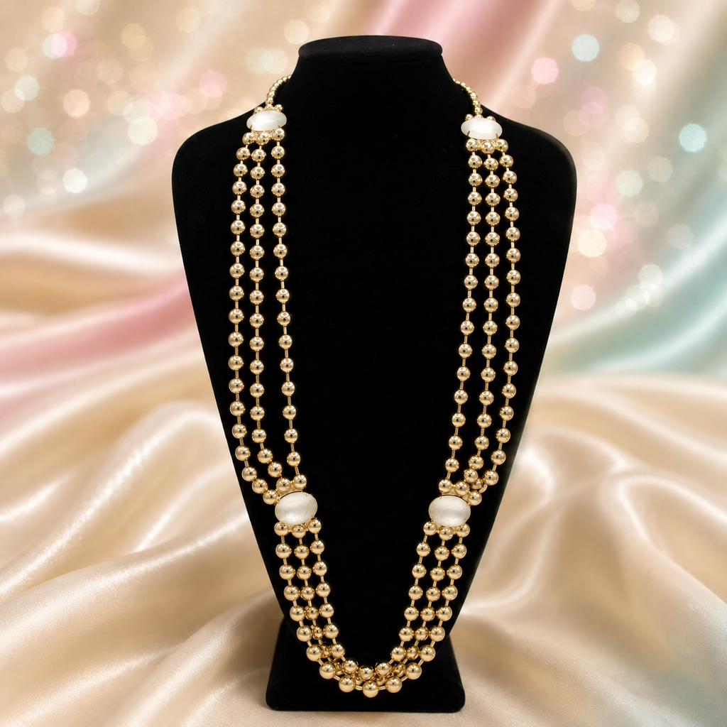 Vintage Juliana Huge Triple Ball Chain Belt Frosted White Rhinestones 38 Inch IIJJ#9309