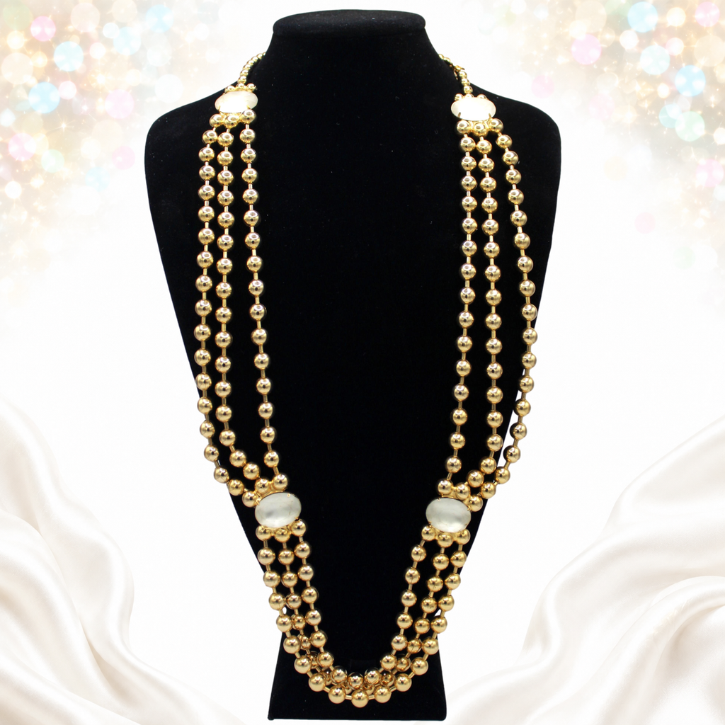 Vintage Juliana Huge Triple Ball Chain Belt Frosted White Rhinestones 38 Inch IIJJ#9309