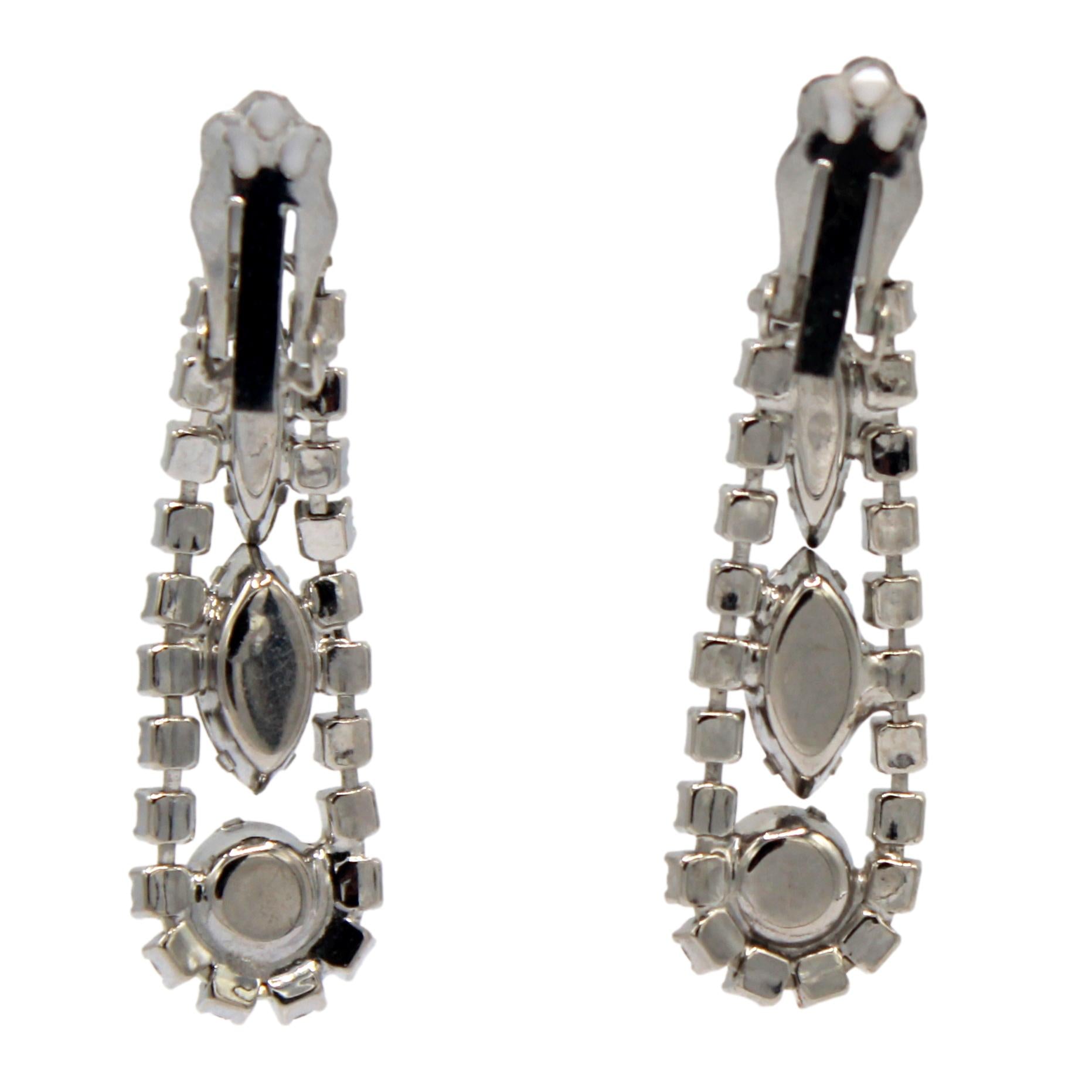 Vintage Juliana Smoky Gray & AB Dangle Rhinestone Earrings #9212