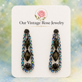 Vintage Juliana Smoky Gray & AB Dangle Rhinestone Earrings #9212