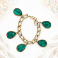 Vintage Juliana Green Lucite Pear Drop Charm Bracelet Caged Collection IIJJ#9343