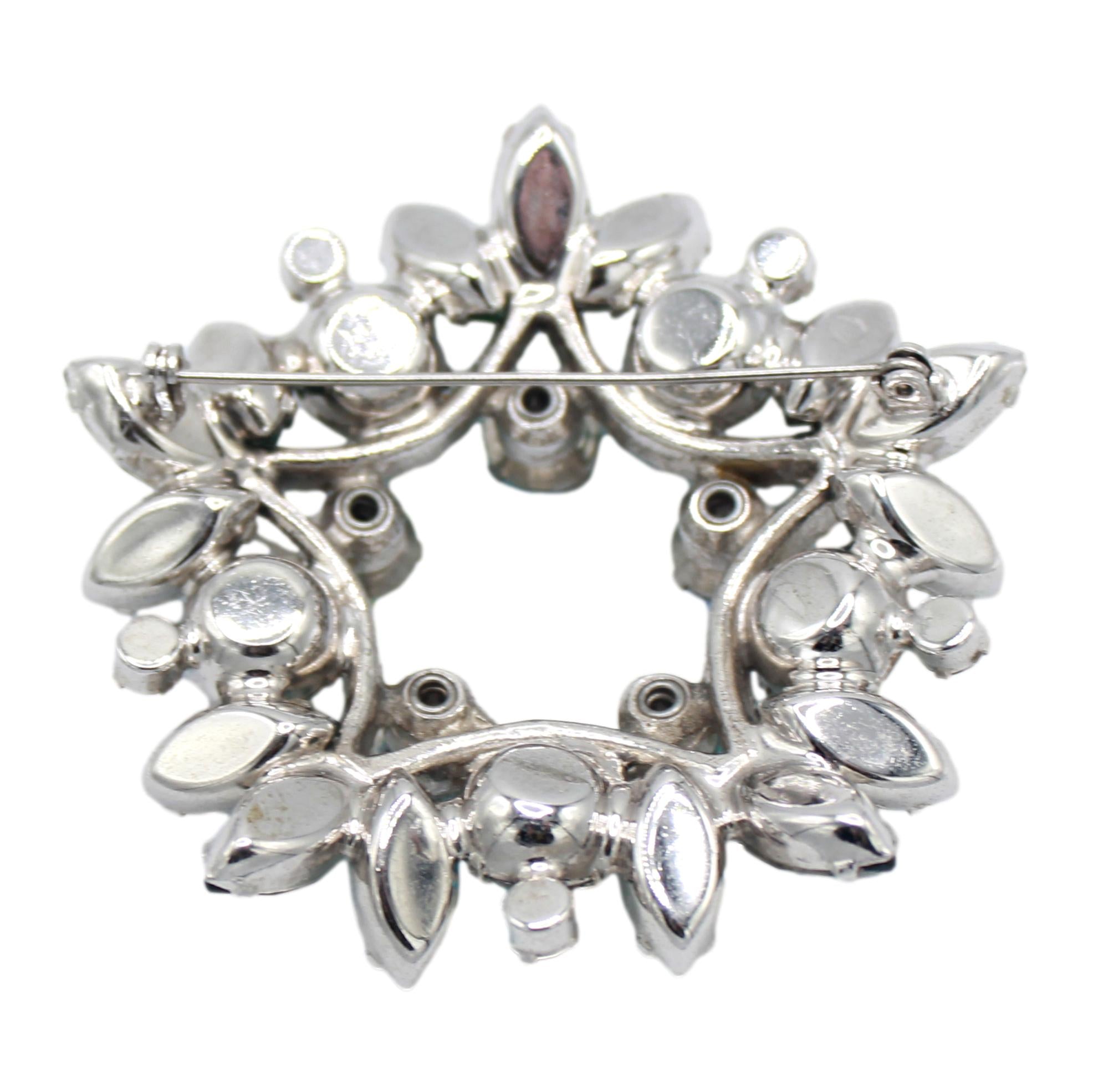 Vintage Juliana Green Rhinestone Wreath Brooch IIJJ#9310