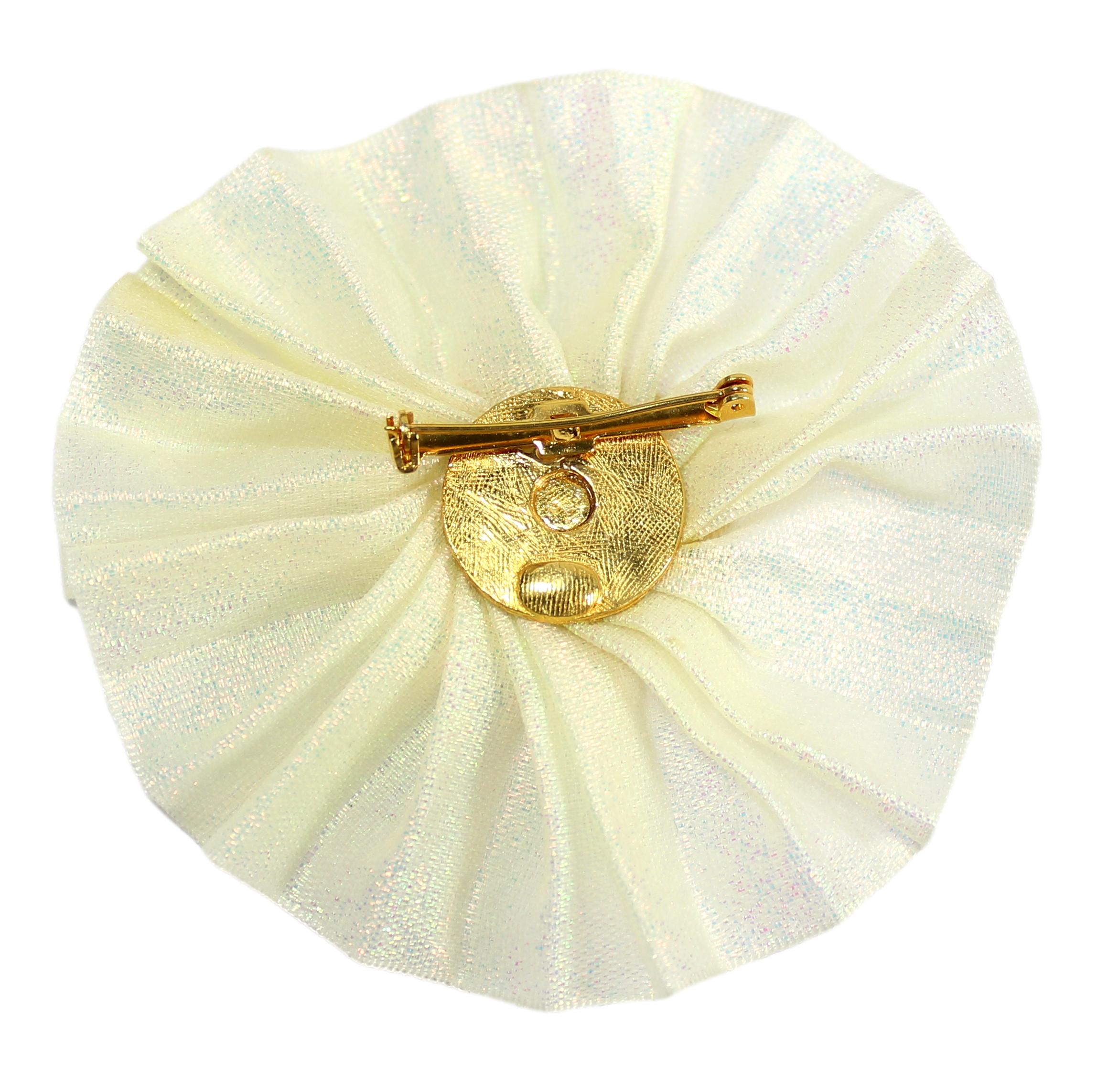 Vintage Juliana Iridescent Sparkle Rhinestone Opalized Pleated Ribbon Brooch IIJJ#7337