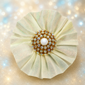 Vintage Juliana Iridescent Sparkle Rhinestone Opalized Pleated Ribbon Brooch IIJJ#7337