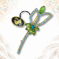 Tagged Juliana light blue and peridot green rhinestone stylized flower brooch IIJJ 8804