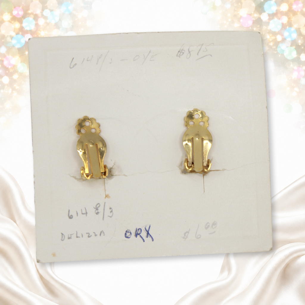 Reverse of original Juliana card showing gold-tone clip backs