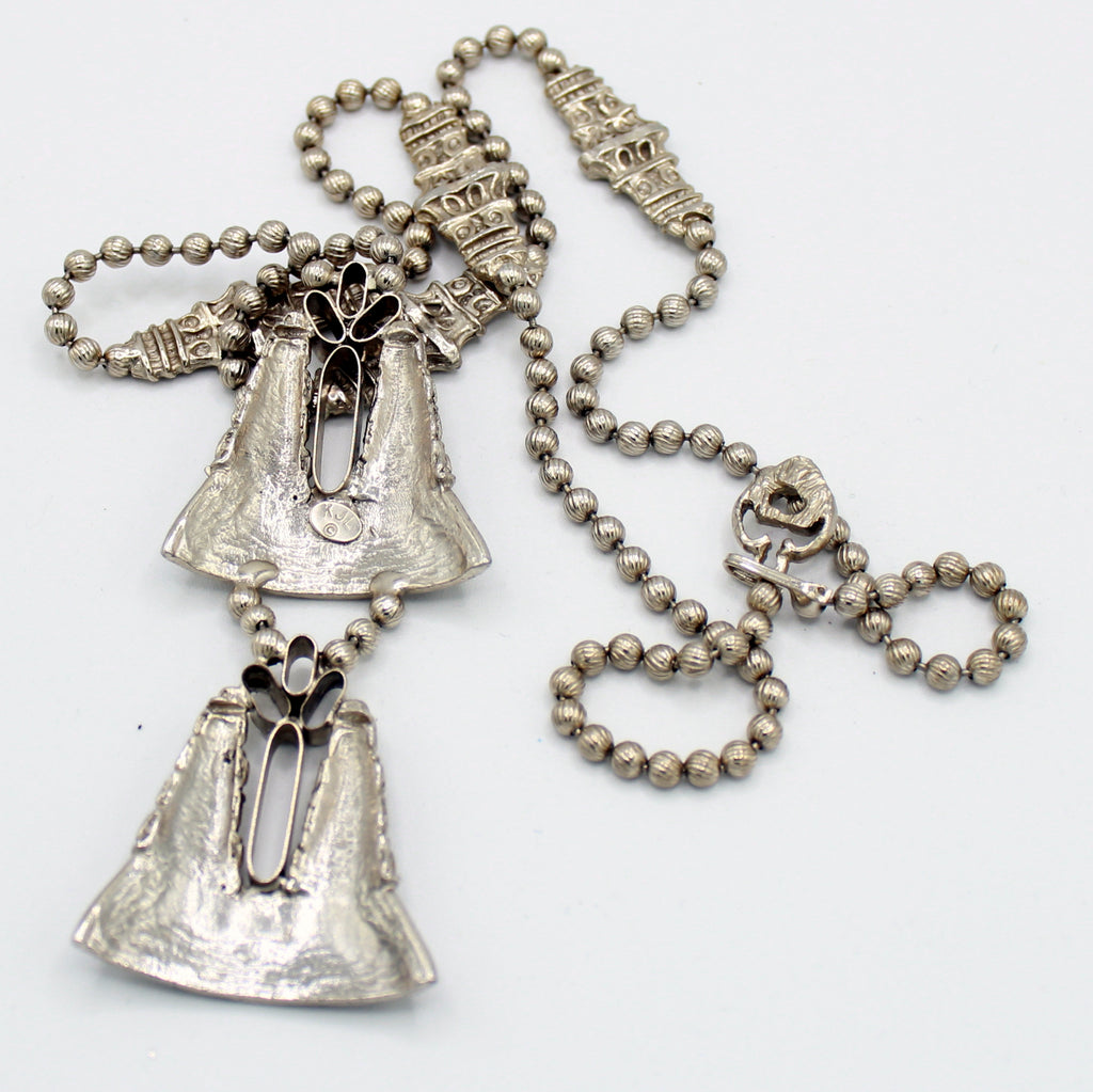 Vintage Juliana D&E for KJL Ball Chain Figural Bell Necklace Book Piece IIJJ#9146