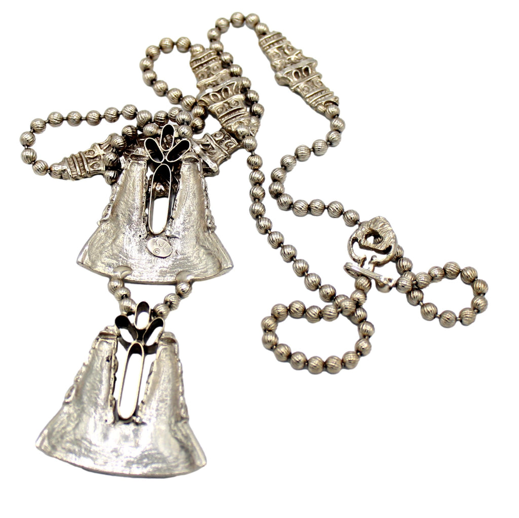 Vintage Juliana D&E for KJL Ball Chain Figural Bell Necklace Book Piece IIJJ#9146