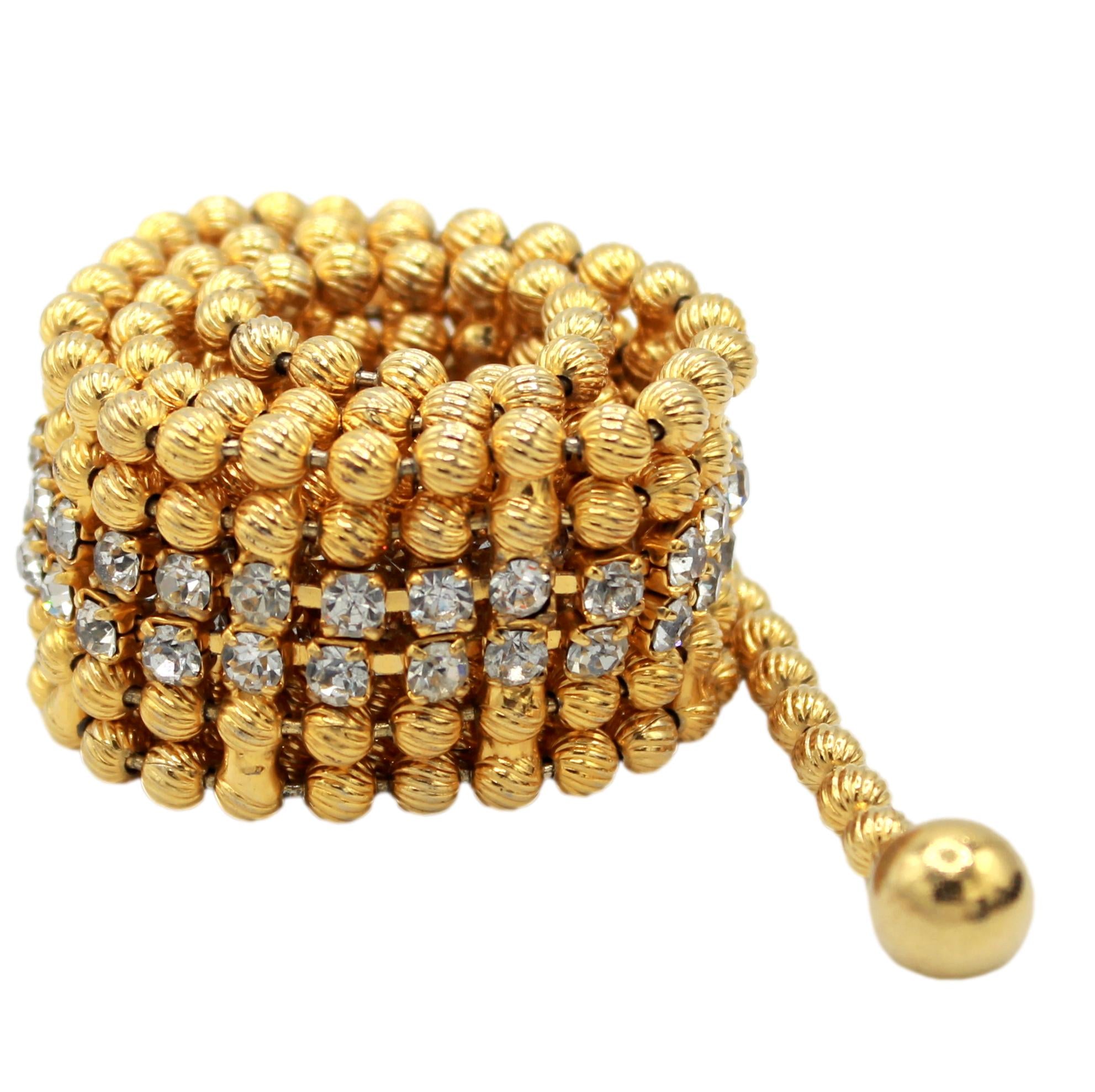 Vintage JULIANA for KJL Ball Chain Clear Rhinestone Dog Collar Necklace Book Piece IIJJ#1618