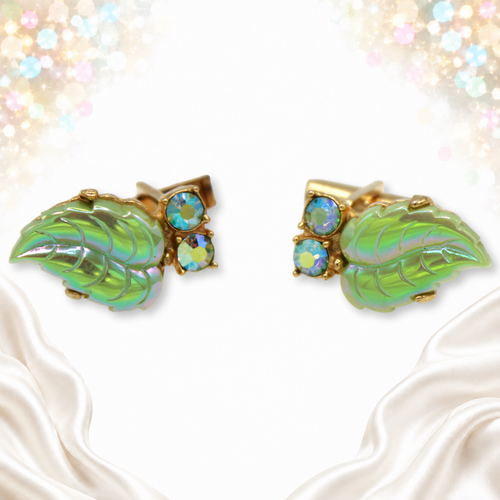 Detail of leaf veins and aurora borealis rhinestones