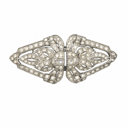 Vintage Coro Duette Art Deco Rhinestone Brooch Dress Clips 1930s