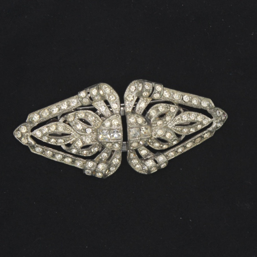 Vintage Coro Duette Art Deco Rhinestone Brooch Dress Clips 1930s