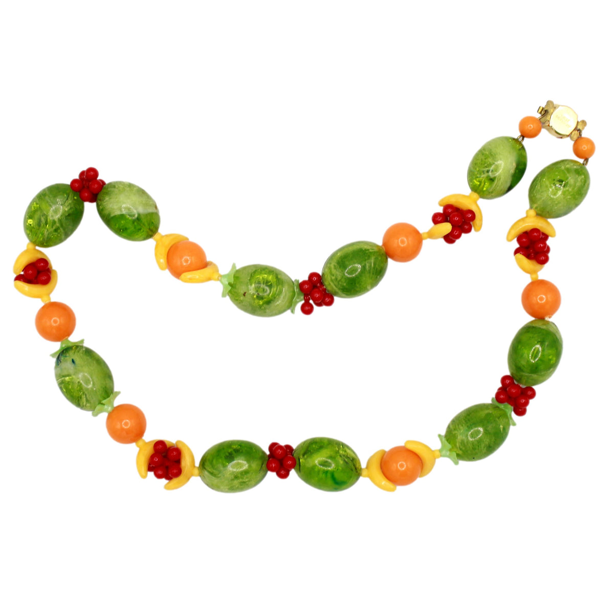 Vintage West Germany Fruit Salad Tutti Frutti Plastic Bead Necklace