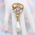 Vintage JULIANA Large Clear Rhinestone Dangle Pearl Brooch IIIJJ#9172