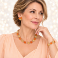 Vintage STAR Orange Enamel Molded Leaf Necklace Bracelet Earrings Parure