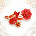 Vintage Juliana Orange Topaz Rhinestone Resin Rose Figural Brooch IIJJ#8648